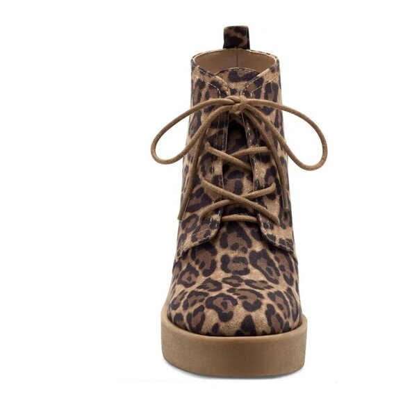 NEW! Jessica Simpson Mesila Leopard Wedge Closed Round Toe Lace Up Ankle Boots - Picture 7 of 12